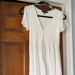 Lulu’s White Short Sleeve Wrap Maxi Dress